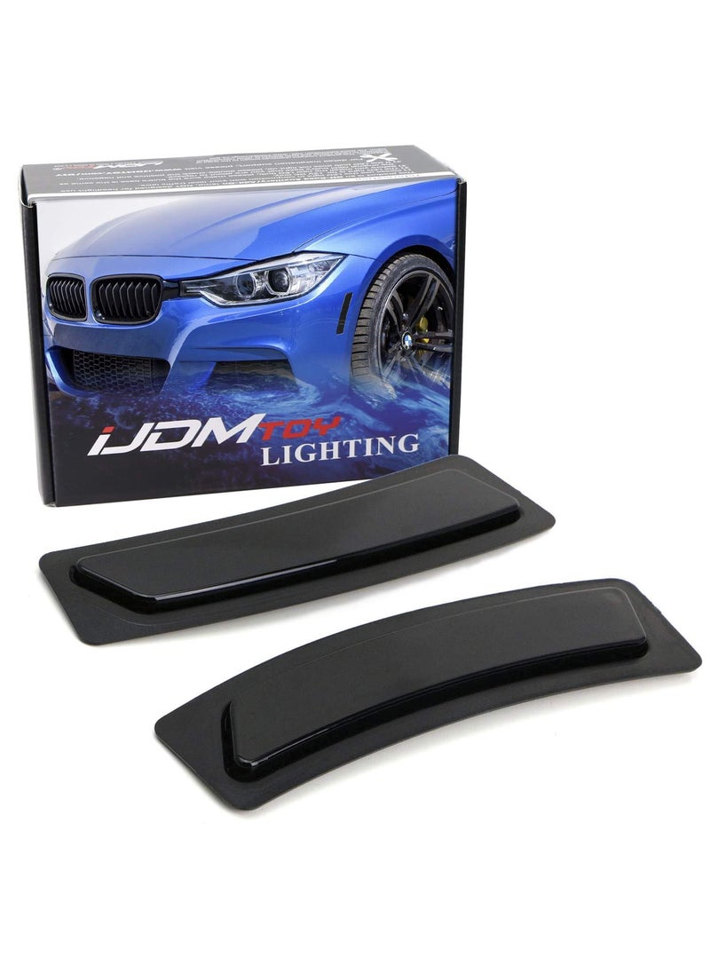 iJDMTOY iJDMTOY Glossy Black Smoked Lens Front Bumper Side Markers Compatible With 2016-2018 BMW F30 F31 LCI 3 Series 320i 340i, F32 4 Series 420i 428i 435i 440i, Replace OEM Amber Reflector Assy  - Image 1