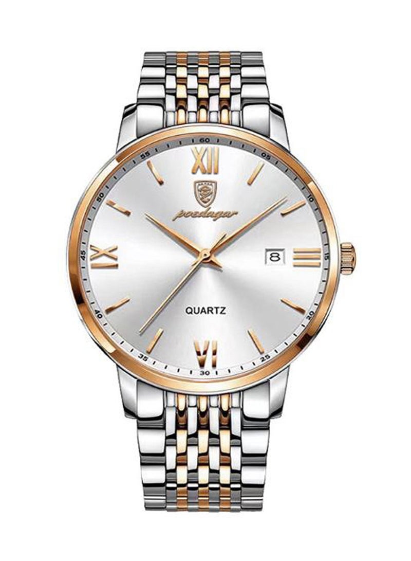 POEDAGAR Men’s Quartz Alloy Case and Stainless Steel Band Wristwatch 42mm - Image 1
