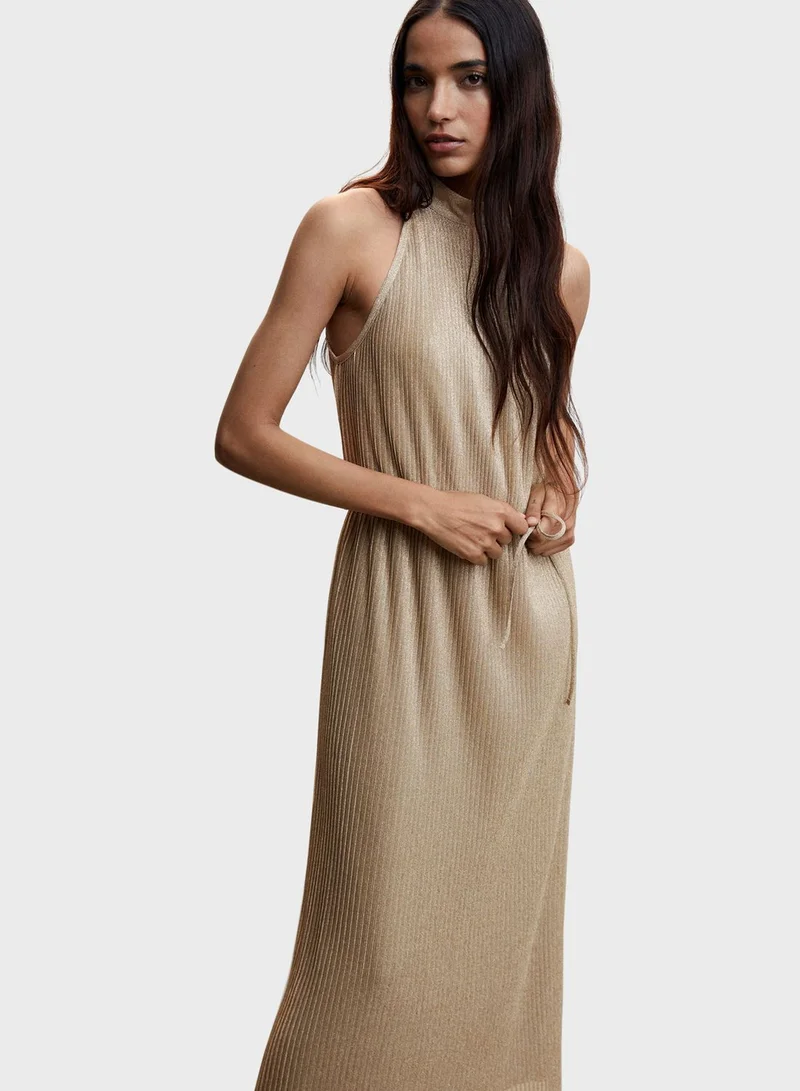 MANGO Ribbed Belted Dress