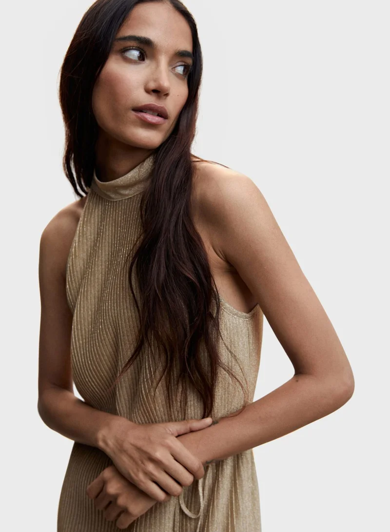 MANGO Ribbed Belted Dress