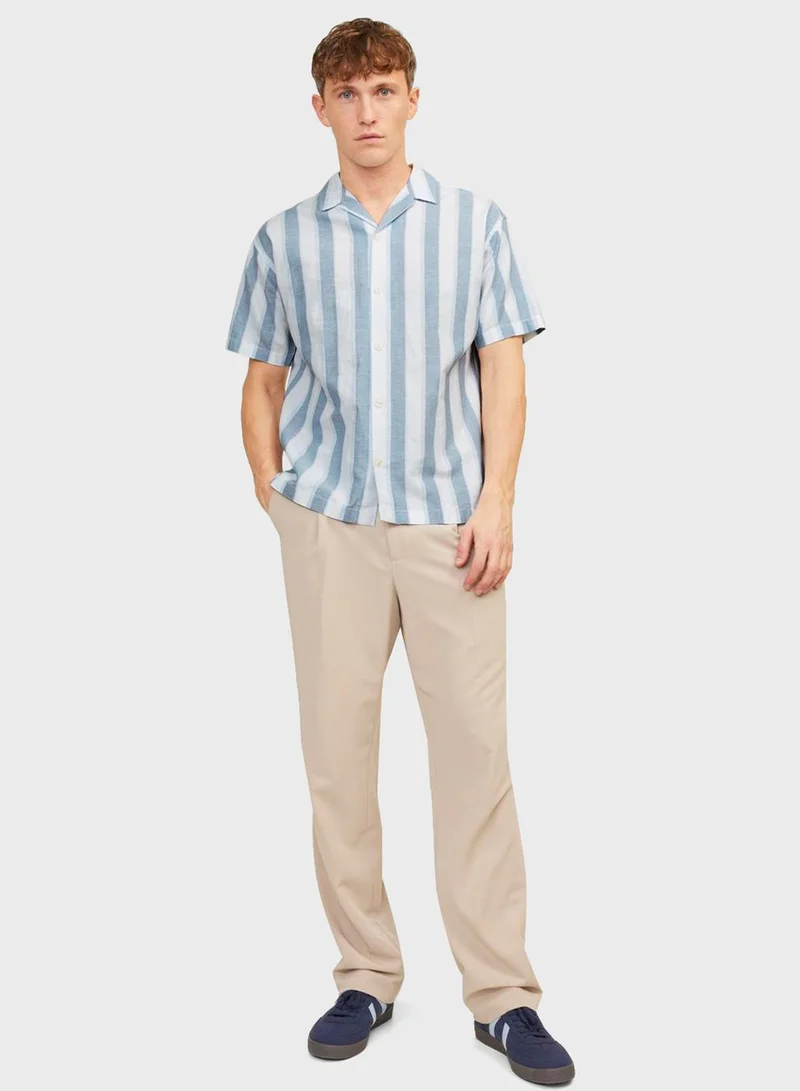 JACK & JONES Jprccsummer Stripe Regular Fit Short Sleeve Shirt