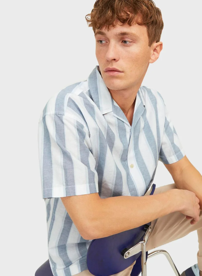 JACK & JONES Jprccsummer Stripe Regular Fit Short Sleeve Shirt