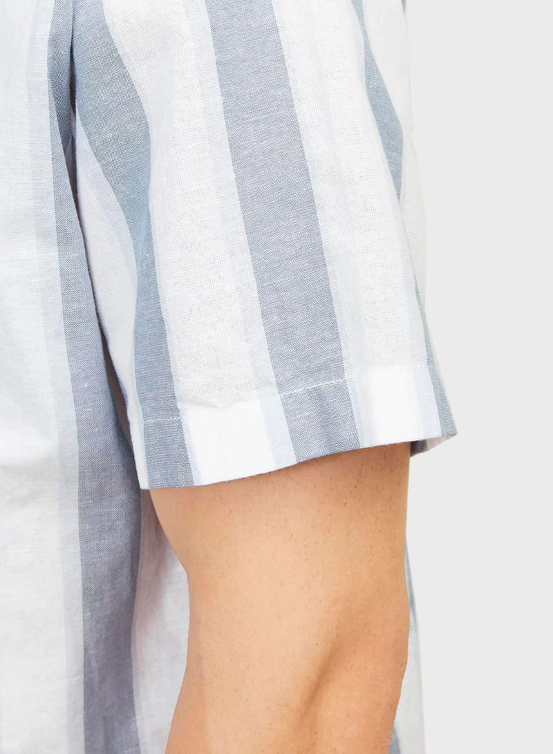 JACK & JONES Jprccsummer Stripe Regular Fit Short Sleeve Shirt
