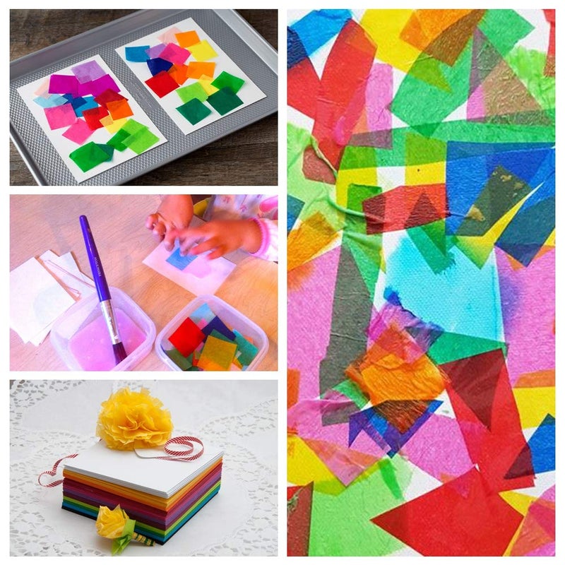 Exquiss 3400pcs Tissue Paper Squares 4 inch Bulk 34 Colors for Art Paper Craft Scrunch Art Kids Craft DIY Craft Tracing Scrapbooking Embellishments Rainbow School Supplies (4 x 4 inch) - Image 5