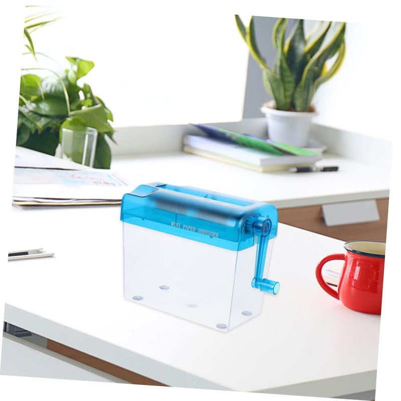 Mini Manual Paper Shredder 2 Pack Desktop Hand Crank Shredders For Home Office Portable A6 Document And Card Shredding Tool Pink And Blue - Image 5