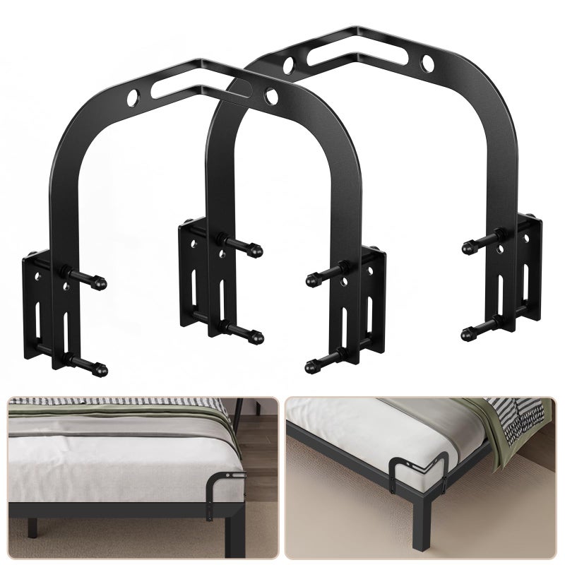 DELLAN Mattress Slide Stopper, Corner Non-Slip Mattress Gripper Retainer Bar, Holder for 1.75"x 2.9" Metal Bed Frame to Prevent Sliding (2 Pack) - Image 1