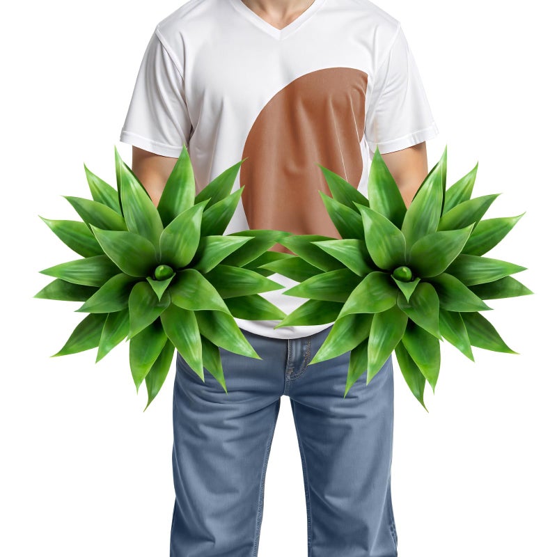 Velener Artificial Agave Plant Set,18 Inch, Faux Aesthetic Plants for Home Decor, Realistic UV Resistant Fake Agave Plants Without Pot, Set of 2 - Image 1