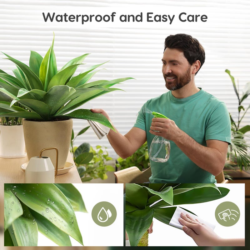 Velener Artificial Agave Plant Set,18 Inch, Faux Aesthetic Plants for Home Decor, Realistic UV Resistant Fake Agave Plants Without Pot, Set of 2 - Image 5