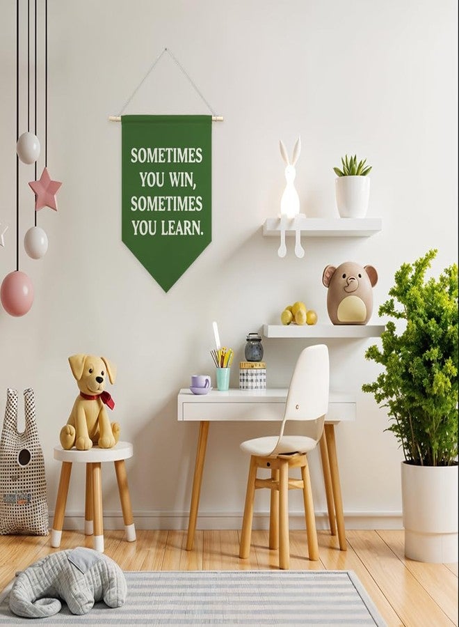 AGMDESIGN Sometimes You Win Sometimes You Learn Vintage Canvas Hanging Pennant Flag Banner, Best Teacher Gifts from Students, Home Office School Classroom Kids Room Flag Decor, Office Decor Gifts - Image 4