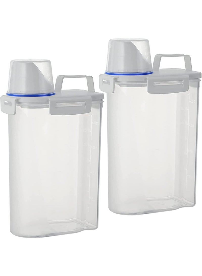 BLOOMING TIME Airtight Rice & Cereal Storage Set – 2-Pack 2.5L Plastic Containers with Measuring Cup and Pouring Spout - Image 1