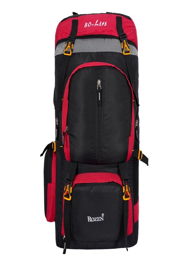 ROZEN حقيبة ظهر للسفر من روزن سعة 80 لترًا للرياضات الخارجية والتخييم والمشي لمسافات طويلة (أسود) - Image 1