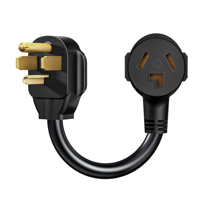 Strightinc 3 Prong to 4 Prong Dryer Plug Adapter Connects 3Prong Old Dryer Plug to 4 Prong New Dryer Receptacle NEMA 1430P to 1030R 4Prong Dryer Outlet Adapter Black