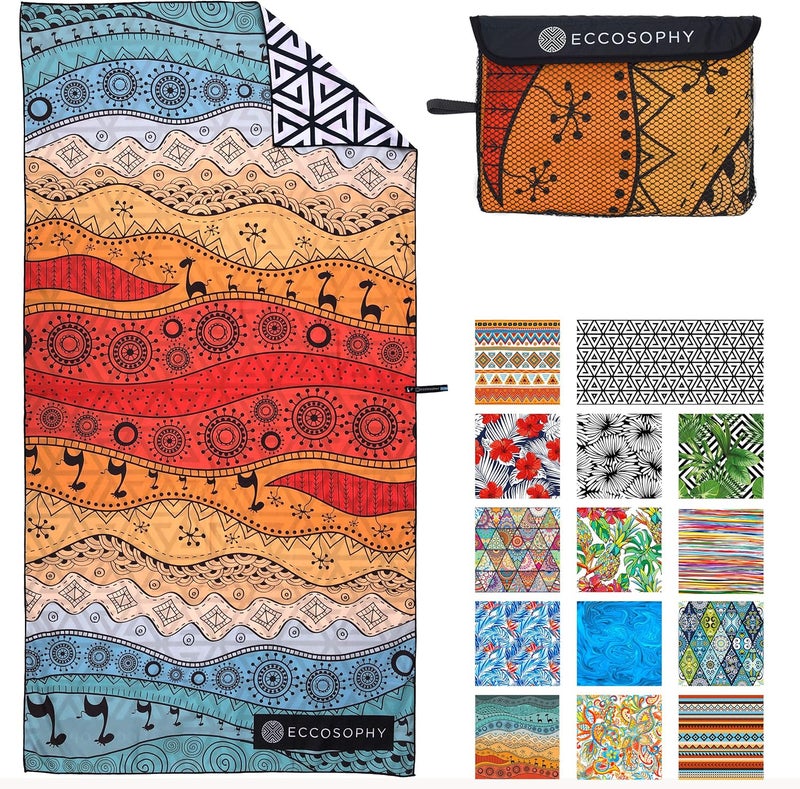 ECCOSOPHY Microfiber Beach Towel - Sand Free Towels are Quick Dry, Light Weight, Super Absorbent - Perfect Pool, Travel, Cruise, Camping Essentials - Oversized Extra Large for Adults 71x35 in - Image 1