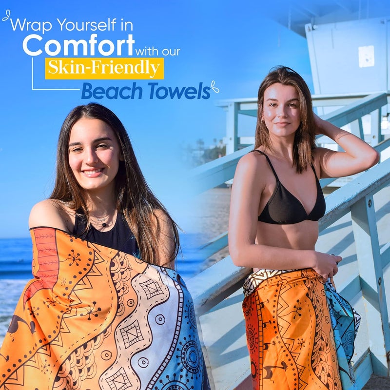 ECCOSOPHY Microfiber Beach Towel - Sand Free Towels are Quick Dry, Light Weight, Super Absorbent - Perfect Pool, Travel, Cruise, Camping Essentials - Oversized Extra Large for Adults 71x35 in - Image 4