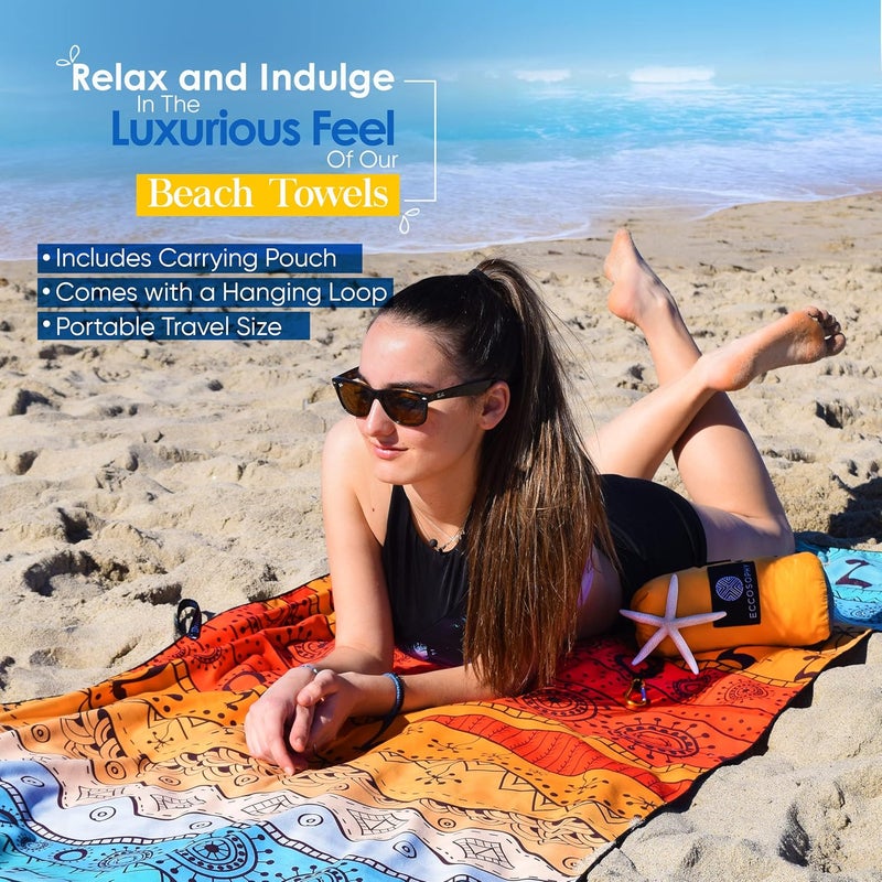 ECCOSOPHY Microfiber Beach Towel - Sand Free Towels are Quick Dry, Light Weight, Super Absorbent - Perfect Pool, Travel, Cruise, Camping Essentials - Oversized Extra Large for Adults 71x35 in - Image 5
