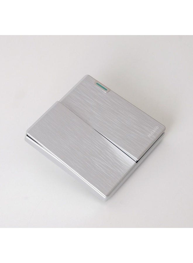 DANUBE HOME Milano 10A 2G 1W Switch Electrical Switches Sockets Outlets For Home Appliances Office Hotel Conventional Construction Project Aura Slvr - Image 2