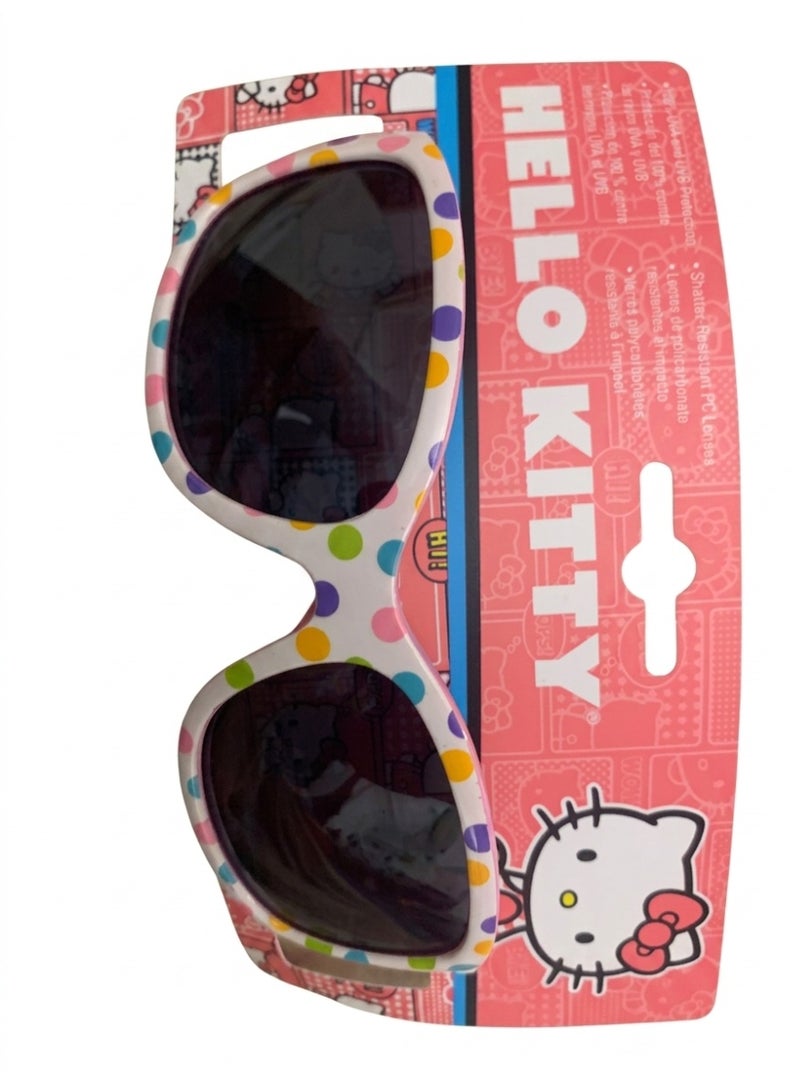 Hello Kitty Kids Sunglasses - White Polka Dot Frame with Shatter-Resistant Lenses. - Image 1