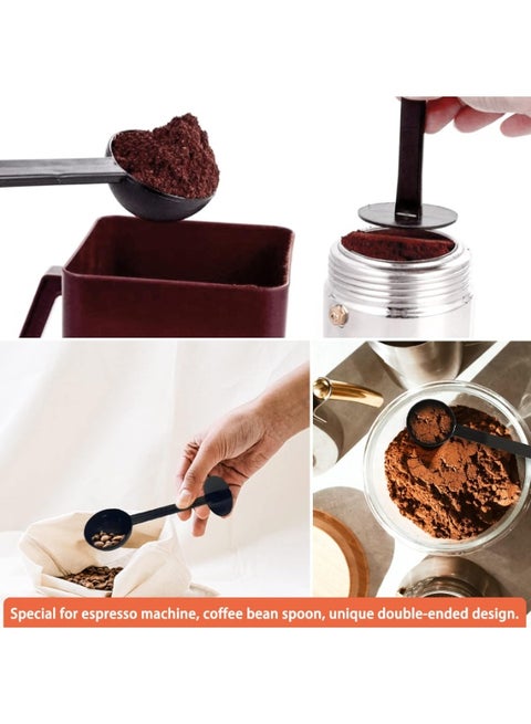 مغرفة ومكبس قهوة متعدد الوظائف 2 في 1 مع ملعقة قياس بسعة 10 جرام، أداة ضغط القهوة لضغط حبوب البن وطحن القهوة (أسود)