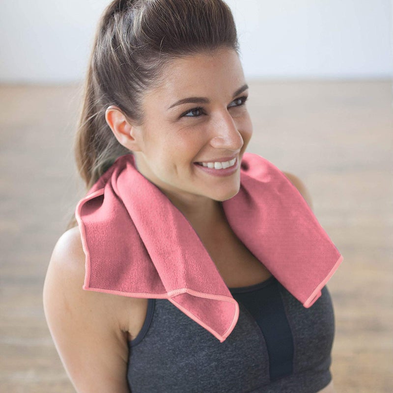 Shandali Hot Yoga GoSweat Microfiber Hand Towel in Super Absorbent Premium Lemonade Pink Suede for Bikram, Gym, and Outdoor Sports. 16 x 26.5 inches. - Image 2