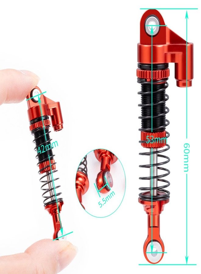 MOHERO 4Pcs 53mm Shocks - Aluminum RC Threaded Tele Absorber Damper for 1/18 RC Rock Crawler Ascent-18 Upgrades Parts (Red) - Image 3