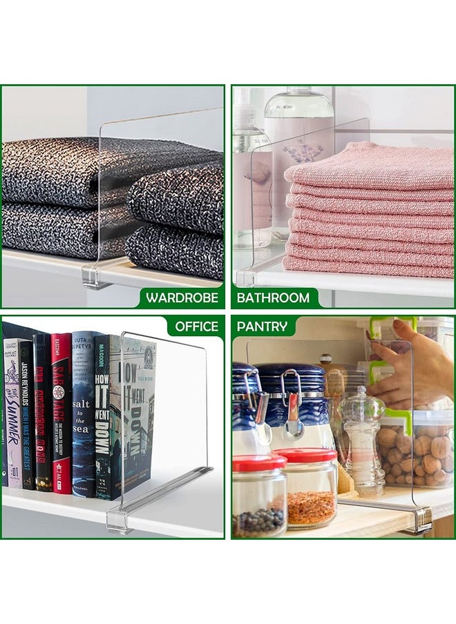 MosQuick Mosquick 4Pc Acrylic Shelf Divider For Wardrobe Wardrobe Separator For Clothes,Cupboard Organizer For Clothes T-Shirts,Books,Sweaters Perfect Shelf Divider Wardrobe Partition Organiser. - Transparent  - Image 3