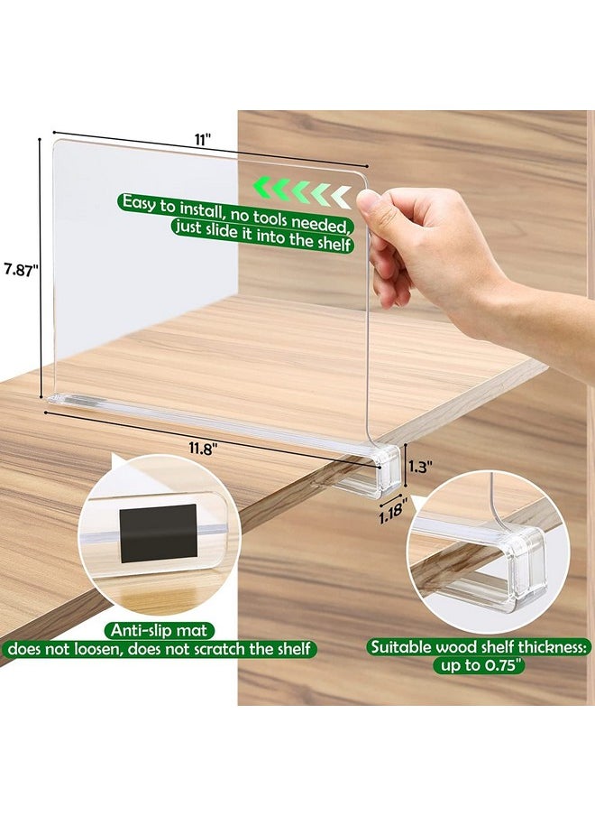MosQuick Mosquick 4Pc Acrylic Shelf Divider For Wardrobe Wardrobe Separator For Clothes,Cupboard Organizer For Clothes T-Shirts,Books,Sweaters Perfect Shelf Divider Wardrobe Partition Organiser. - Transparent  - Image 2