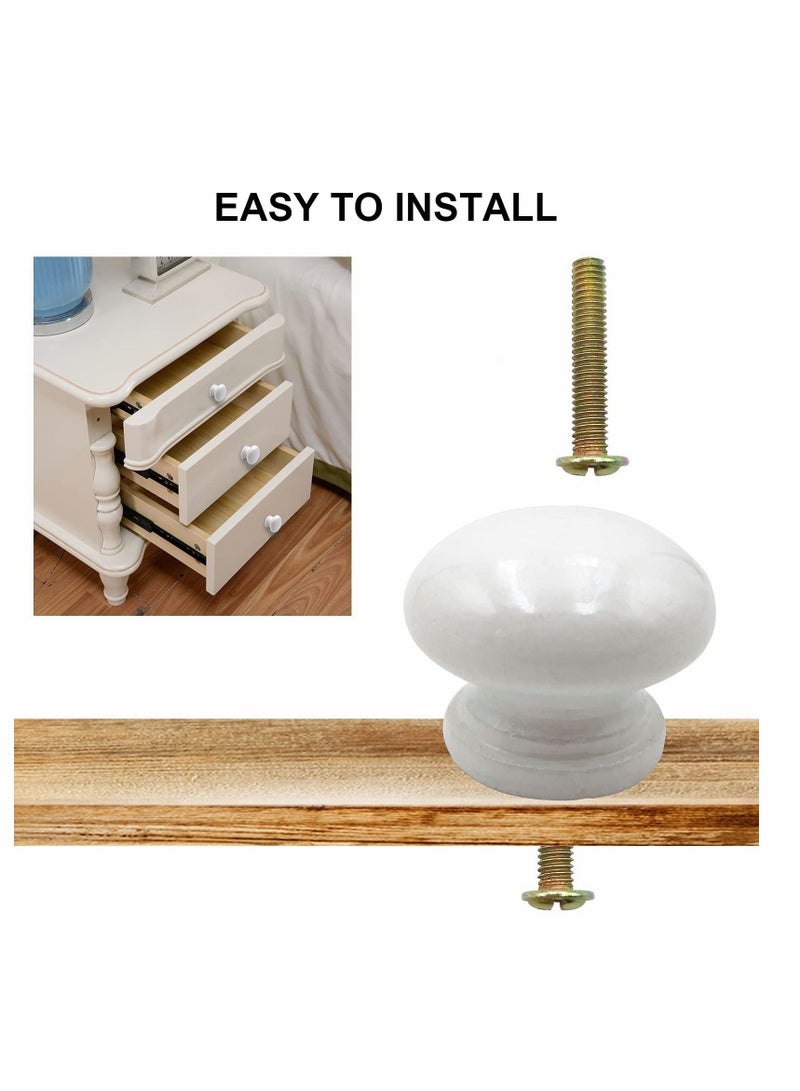 Round Wood Cabinet Knobs, Mushroom Shape White Wooden Pulls, Drawer Dresser Cupboard Wardrobe (12pcs, Diameter: 1.34 Inch, Height: 1 Inch) - Image 4