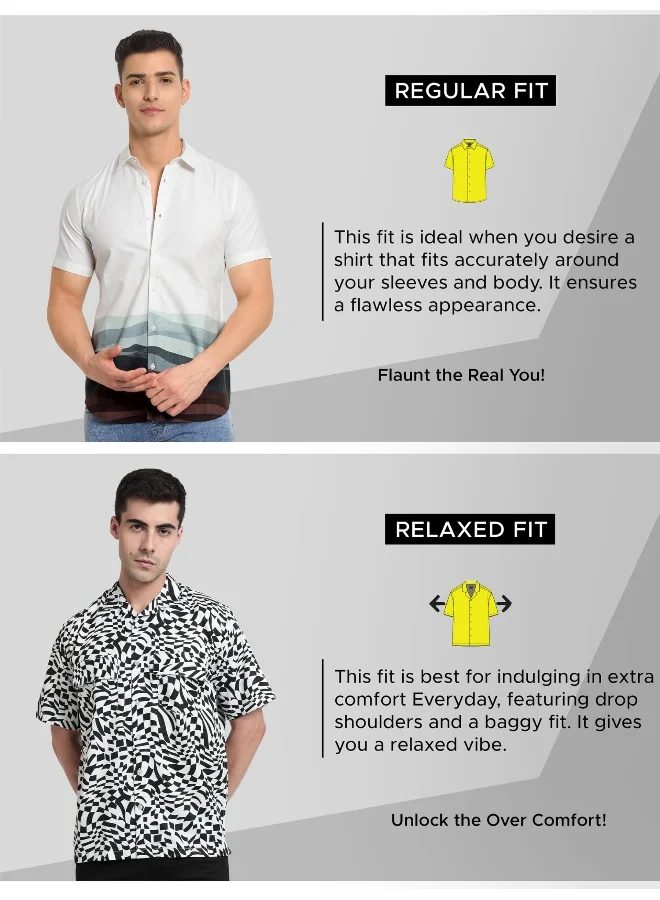 Beyoung Half Sleeve Illusion Hawaiian Shirt for Men Multicolour