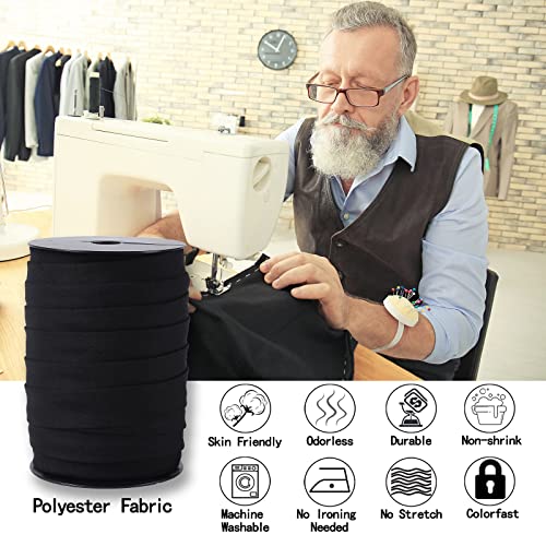 A ANYSSI Bias Tape Double Fold 1 inch, Double Fold Bias Binding Tape 55 Yards (Black) and 4 Pieces Sewing Fabric Chalks for Crafts, Sewing, Seaming, Hemming, Piping, Quilting. - Image 3