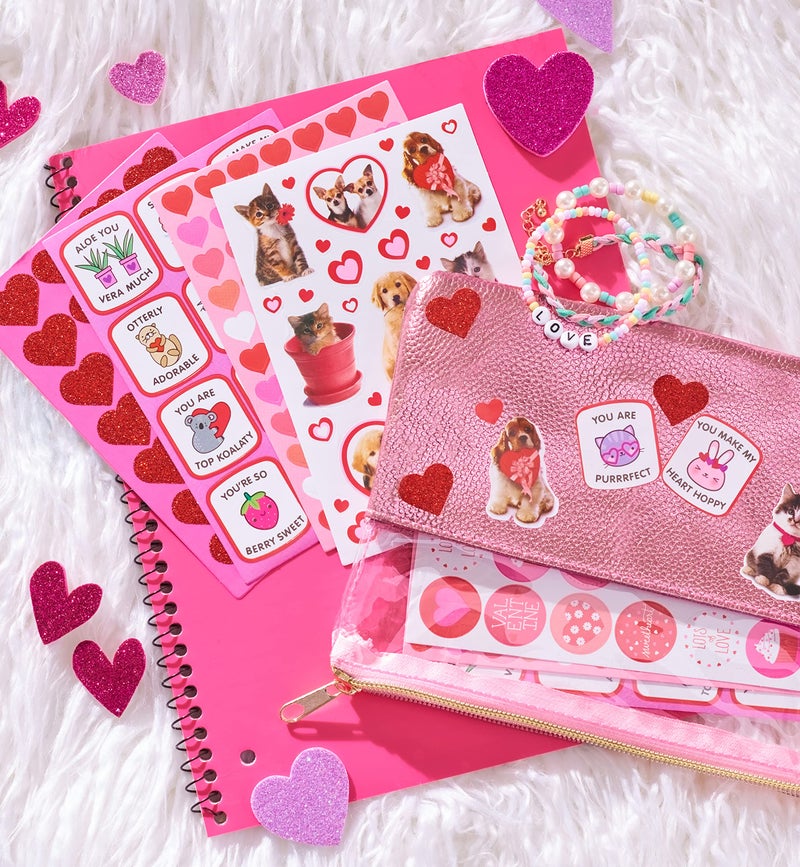 American Greetings Bulk Valentines Stickers for Kids, Hearts and Animals (688-Count) - Image 4
