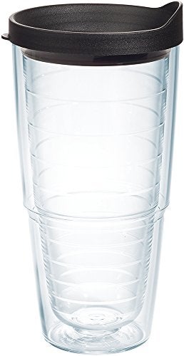 Tervis Clear  Colorful Lidded Made in USA Double Walled Insulated Tumbler Travel Cup Keeps Drinks Cold  Hot 24oz Black Lid 1 Count Pack of 1
