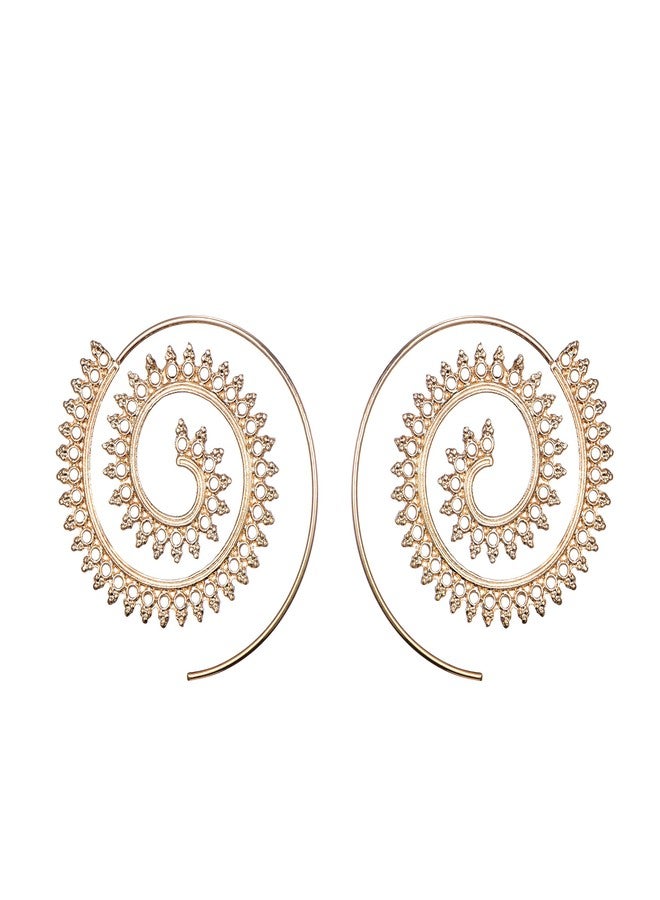 Tamhoo 9 Pairs Golden Bohemian Vintage Tribal Swirl Spiral Hoop Earrings Set For Women Mother Jewelry(golden) - Image 4