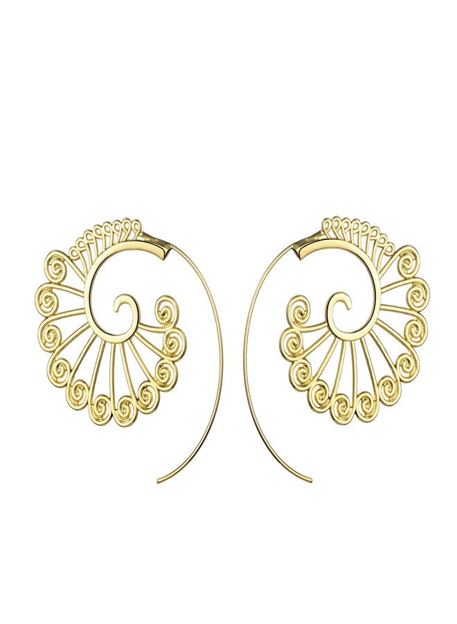 Tamhoo 9 Pairs Golden Bohemian Vintage Tribal Swirl Spiral Hoop Earrings Set For Women Mother Jewelry(golden) - Image 5