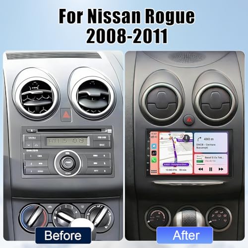Oskkude 2+64G Car Stereo for Nissan Rogue 2008 2009 with Carplay Android Auto Double Din Car Radio Head Unit w/7 Inch Touch Screen GPS Bluetooth WiFi FM EQ DSP Split Screen SWC Mirror Link Backup Camera Mic - Image 4