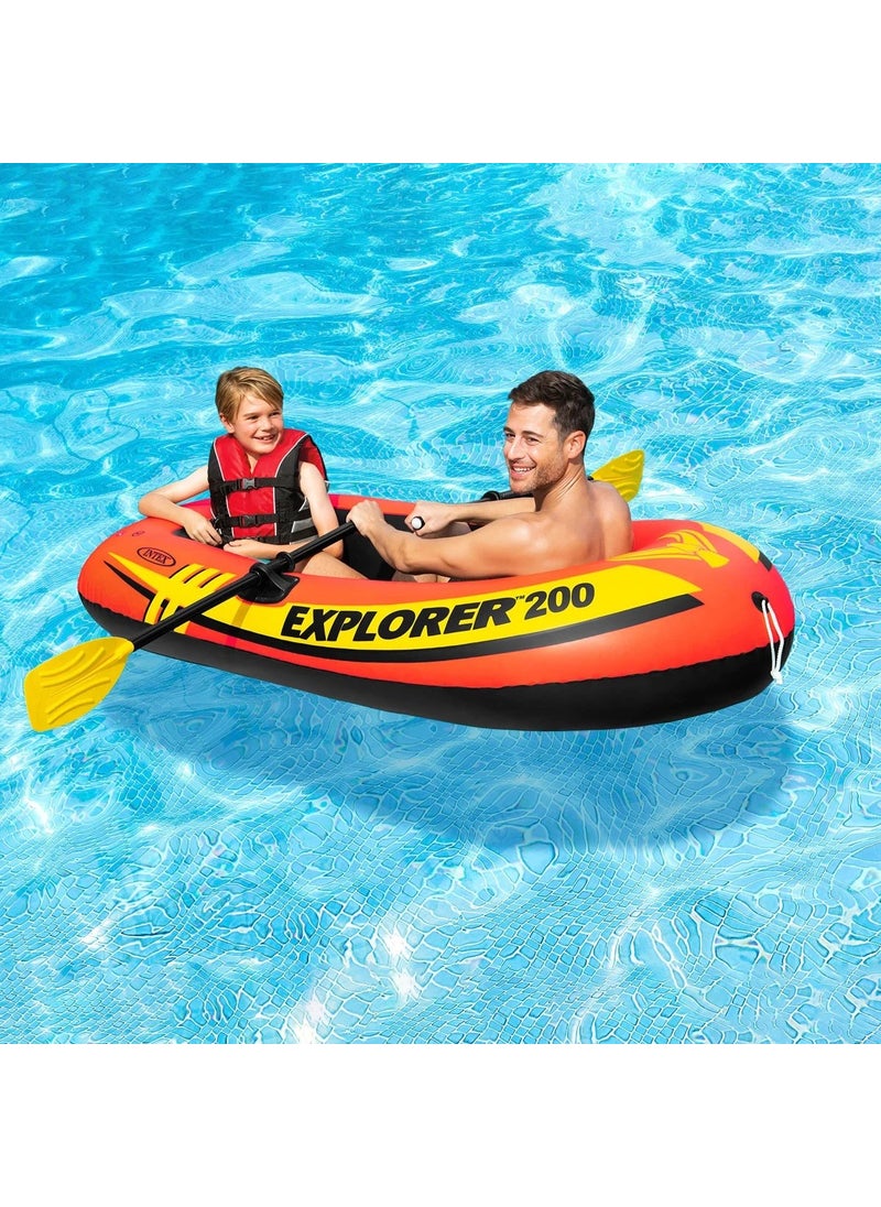 INTEX Rowing Riding Boat Set - Rowing Inflatable Boat Set - Pool and Sea Riding Boat Explorer 200 - 185X94X41 Cm.  - Image 1