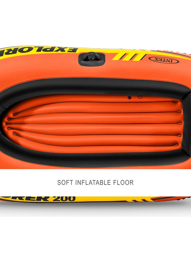 INTEX - Rowing Riding Boat Set - Rowing Inflatable Boat Set - Pool and Sea Riding Boat Explorer 200 - 185X94X41 Cm. - Image 1