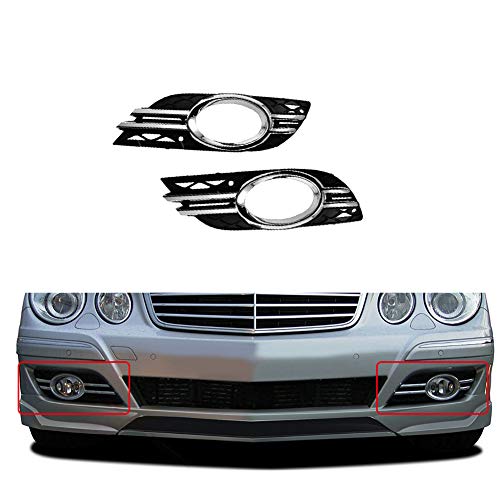 CNUPSM Fog Light Chrome Grille Trim Cover Front Bumper Left & Right 4Pcs Compatible With Mercedes-Benz W211 E320 E350 E550 2007-2009 2118850922/0822 A2118851274/1174 - Image 2