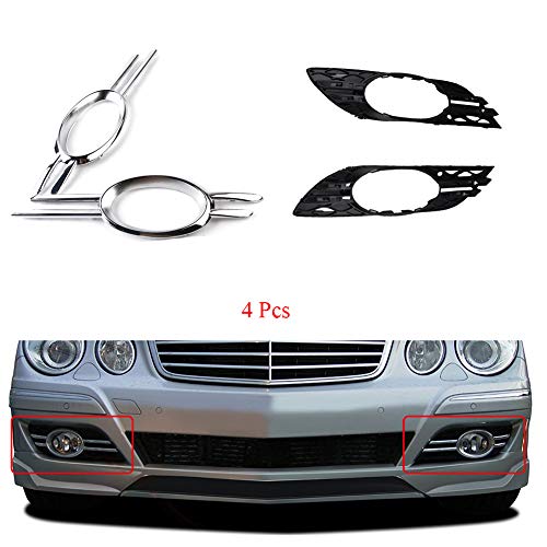 CNUPSM Fog Light Chrome Grille Trim Cover Front Bumper Left & Right 4Pcs Compatible With Mercedes-Benz W211 E320 E350 E550 2007-2009 2118850922/0822 A2118851274/1174 - Image 3