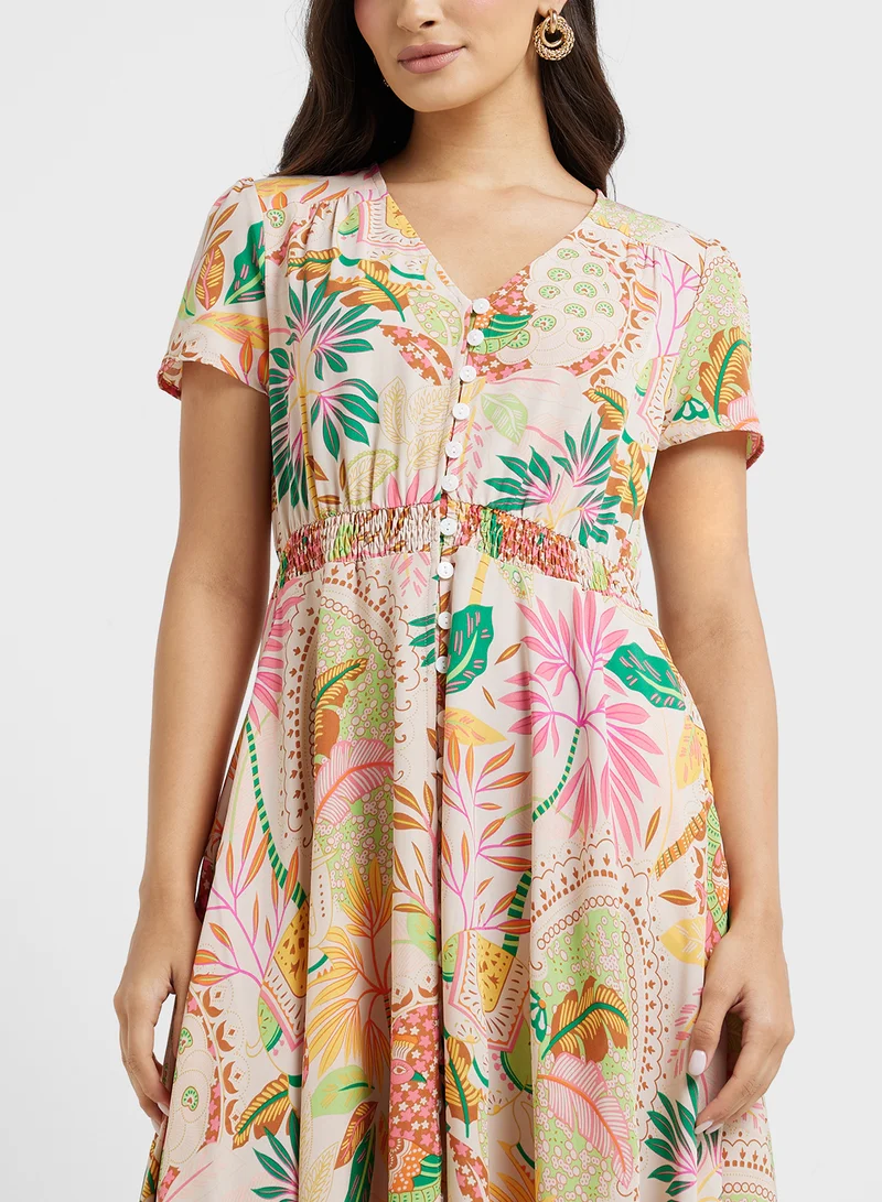 ELLA Floral Print Midi Dress