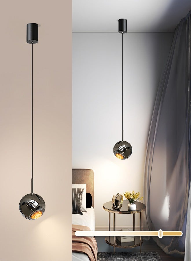 YATAI LIGHTING Modern LED Pendant Light, Black Dome Pendant Lamp with 4500K Warm White LED, 5W Adjustable Height, Hardware & Glass, Ideal for Bedside Dining Table Kitchen Island  - Image 1
