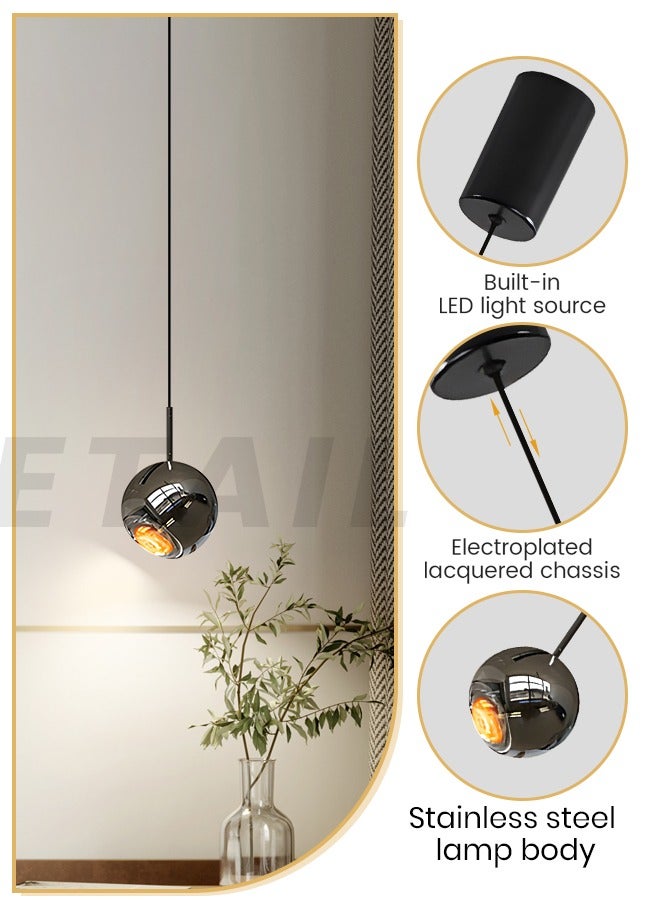 YATAI LIGHTING Modern LED Pendant Light, Black Dome Pendant Lamp with 4500K Warm White LED, 5W Adjustable Height, Hardware & Glass, Ideal for Bedside Dining Table Kitchen Island  - Image 3