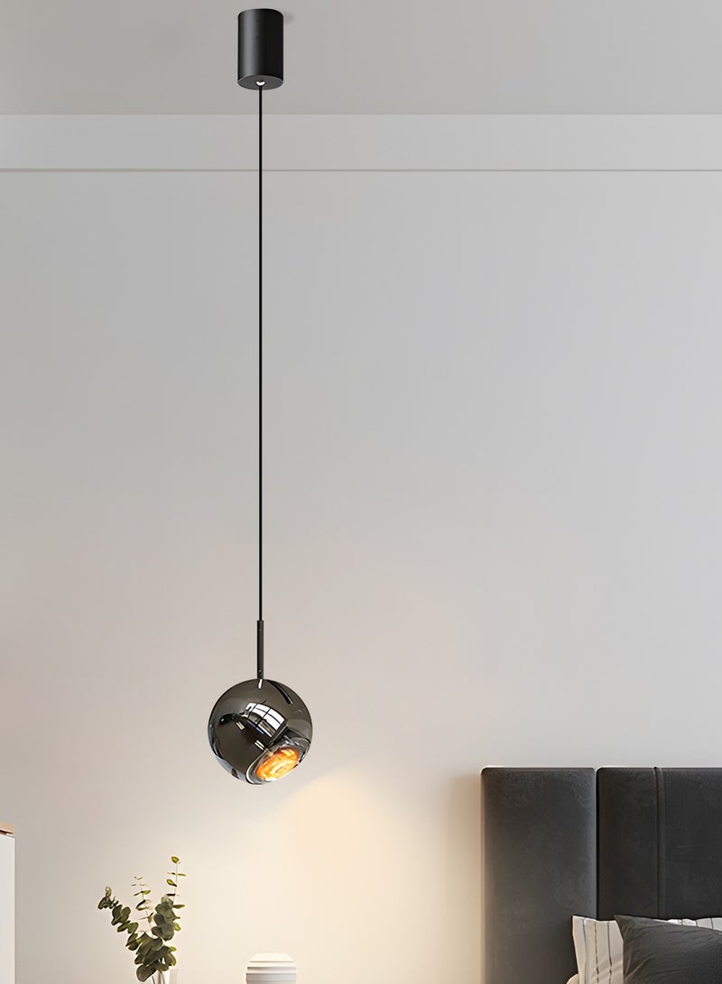 YATAI LIGHTING Modern LED Pendant Light, Black Dome Pendant Lamp with 4500K Warm White LED, 5W Adjustable Height, Hardware & Glass, Ideal for Bedside Dining Table Kitchen Island  - Image 4