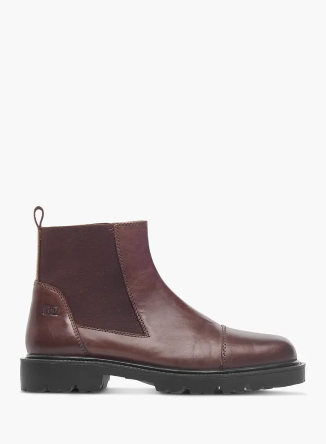 دوتشيني Mens Solid Slip-On Chelsea Boots