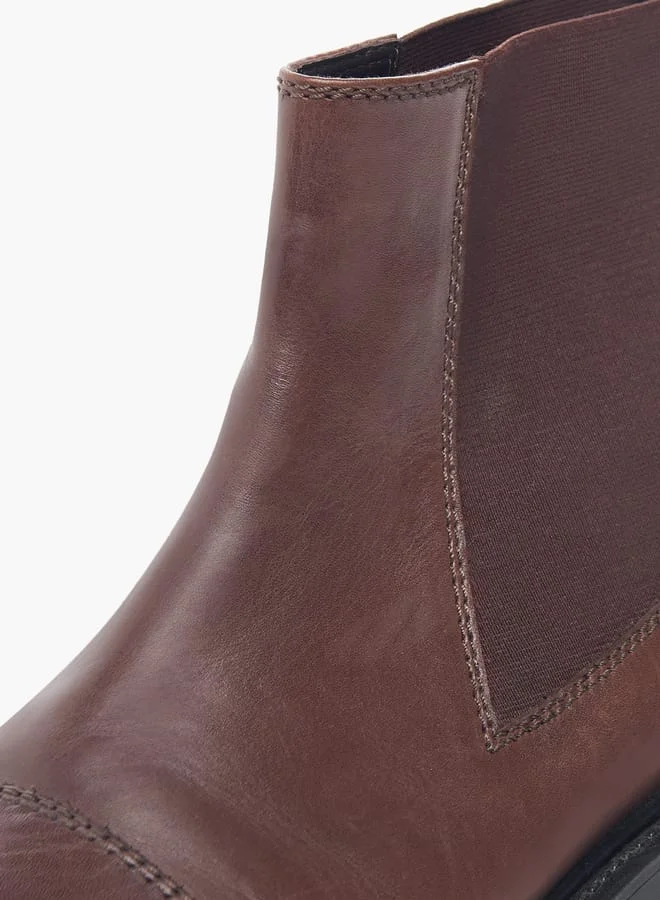 دوتشيني Mens Solid Slip-On Chelsea Boots