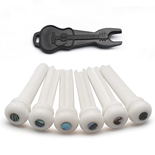 MAXCHEER Guitar 6Pcs Acoustic Guitar Bridge Bone Pins with Pearl Shell Dot Guitar Pressure String Nails Pin Guitar Parts - Image 1