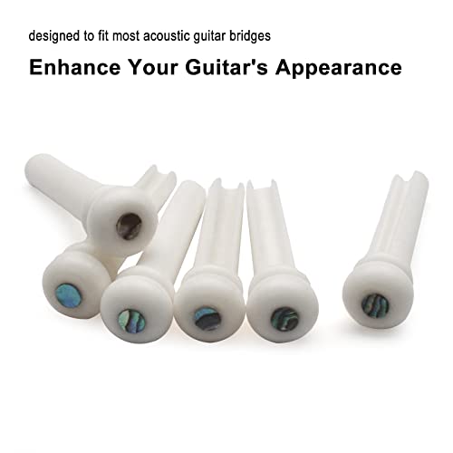 MAXCHEER Guitar 6Pcs Acoustic Guitar Bridge Bone Pins with Pearl Shell Dot Guitar Pressure String Nails Pin Guitar Parts - Image 2