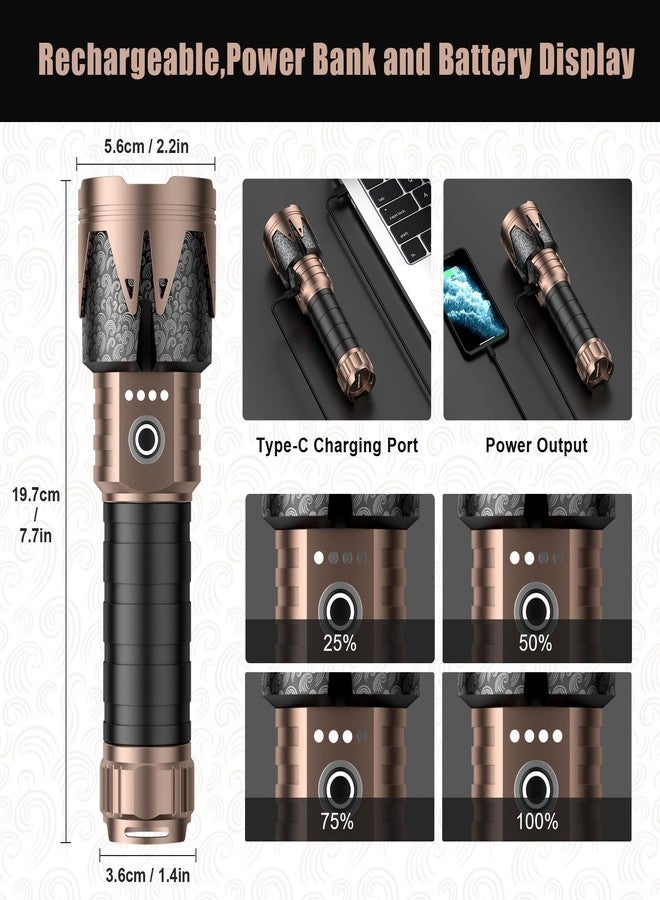 SKYFIRE Rechargeable Flashlights High Lumens with Ignition Lens,5000 Super Bright Tactical Flashlight,Zoomable,6Modes,Waterproof Flash Light for Camping Essentials,Outdoor,Home Emergency-Upgraded - Image 4