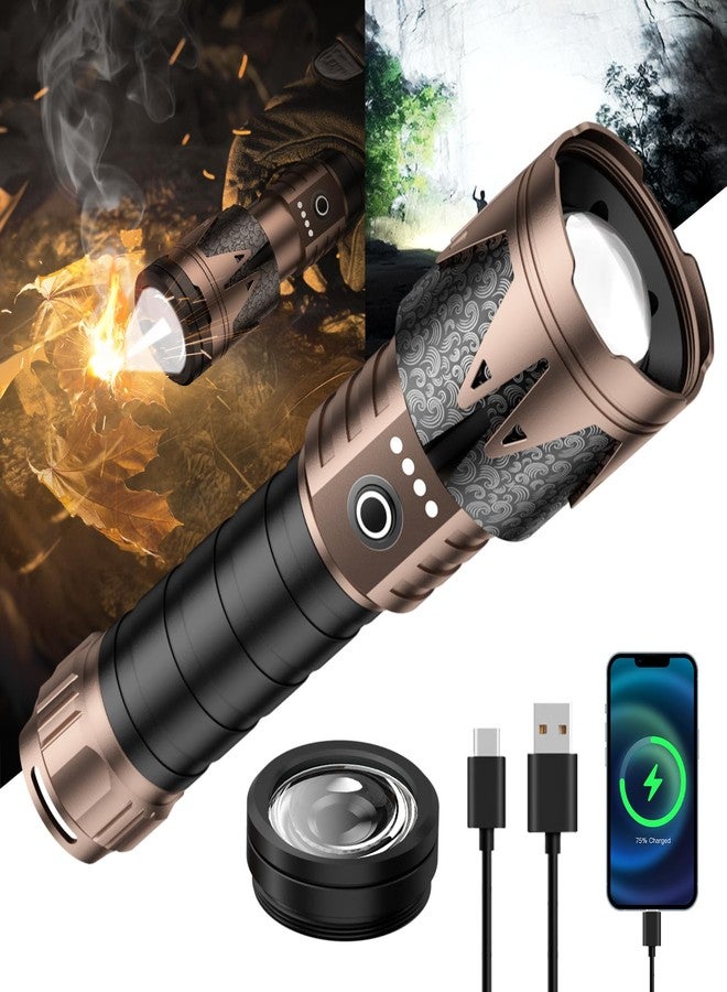 SKYFIRE Rechargeable Flashlights High Lumens with Ignition Lens,5000 Super Bright Tactical Flashlight,Zoomable,6Modes,Waterproof Flash Light for Camping Essentials,Outdoor,Home Emergency-Upgraded - Image 1
