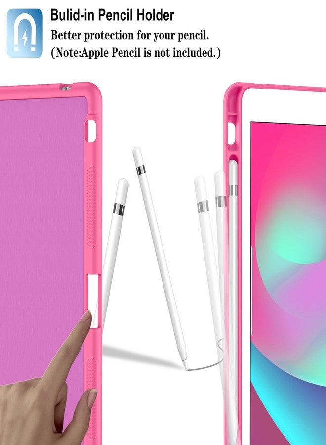 Supveco جراب Supveco لجهاز iPad من الجيل التاسع/الثامن/السابع مقاس 10.2 بوصة (موديلات 2021/2020/2019) مع حامل قلم، جراب فاخر قابل للطي مع خاصية التشغيل/الإيقاف التلقائي، غطاء خلفي من مادة TPU الناعمة لجهاز iPad مقاس 10.2 بوصة - وردي فاقع - Image 3