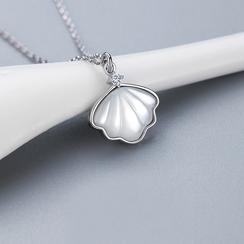 Diamond-encrusted Shellfish Necklace 2021 Women''s ins Simple Cold Style Light Luxury Niche Design Shell Clavicle Chain - Image 2